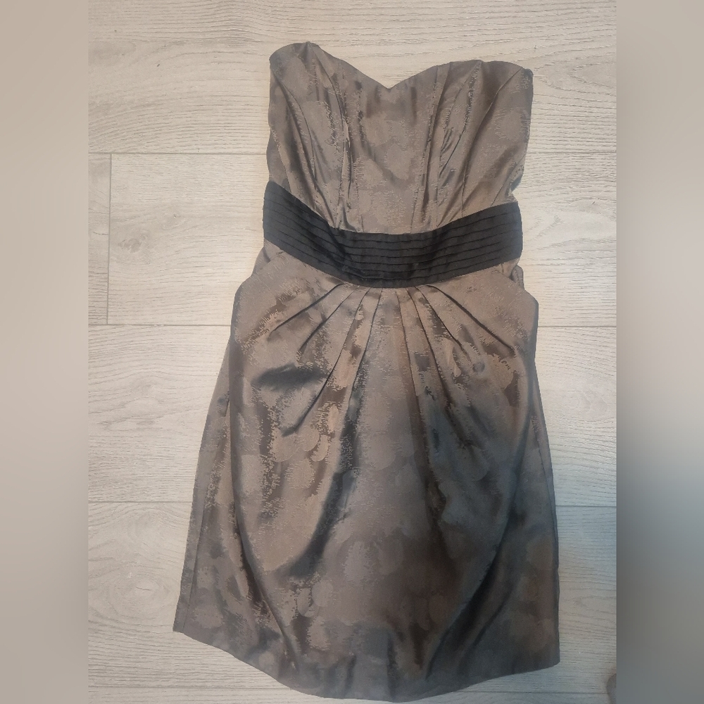 H&M Strapless Dress with Black and Brown Pattern